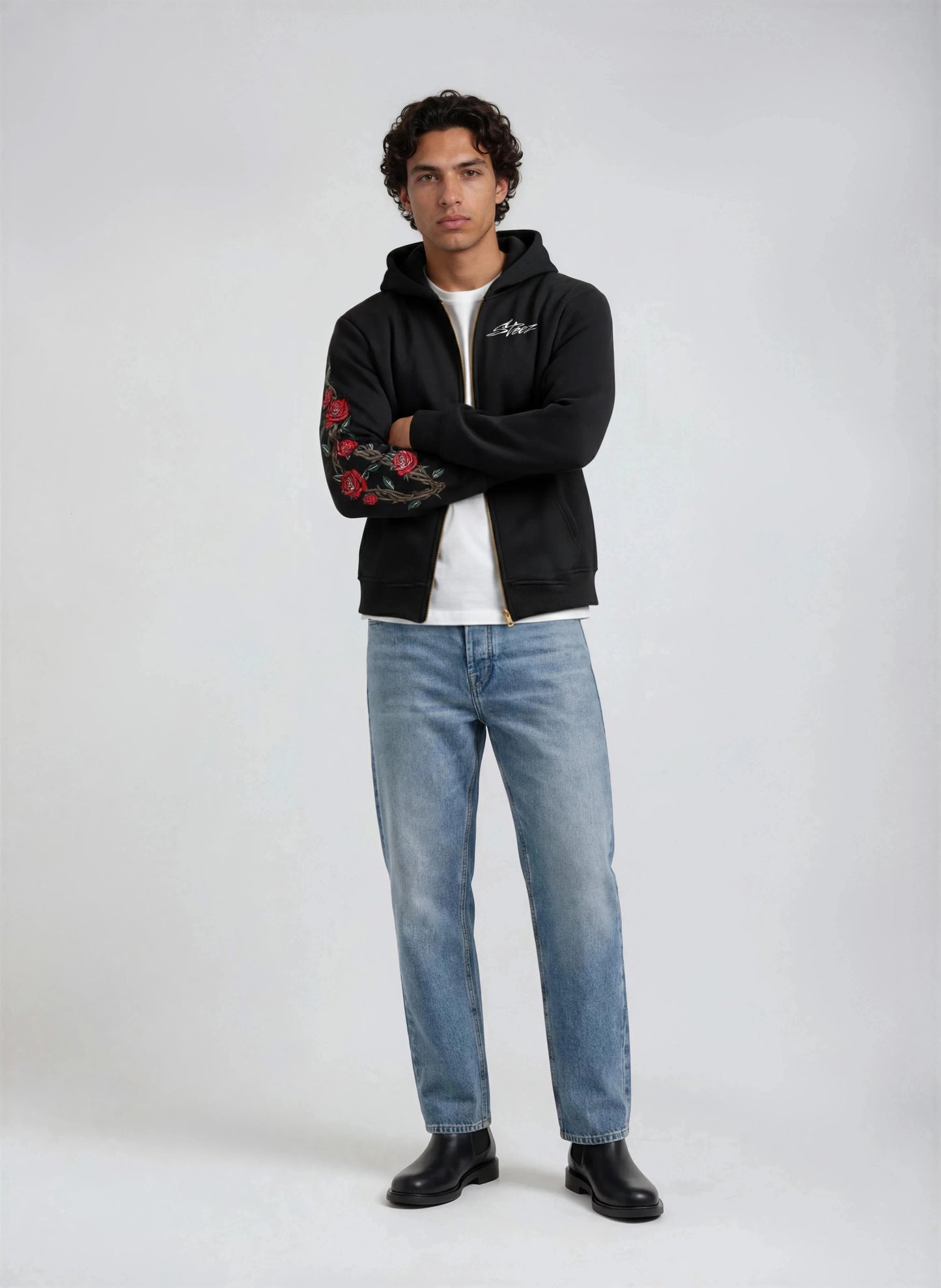 Steez Rose Puff Print Sweater