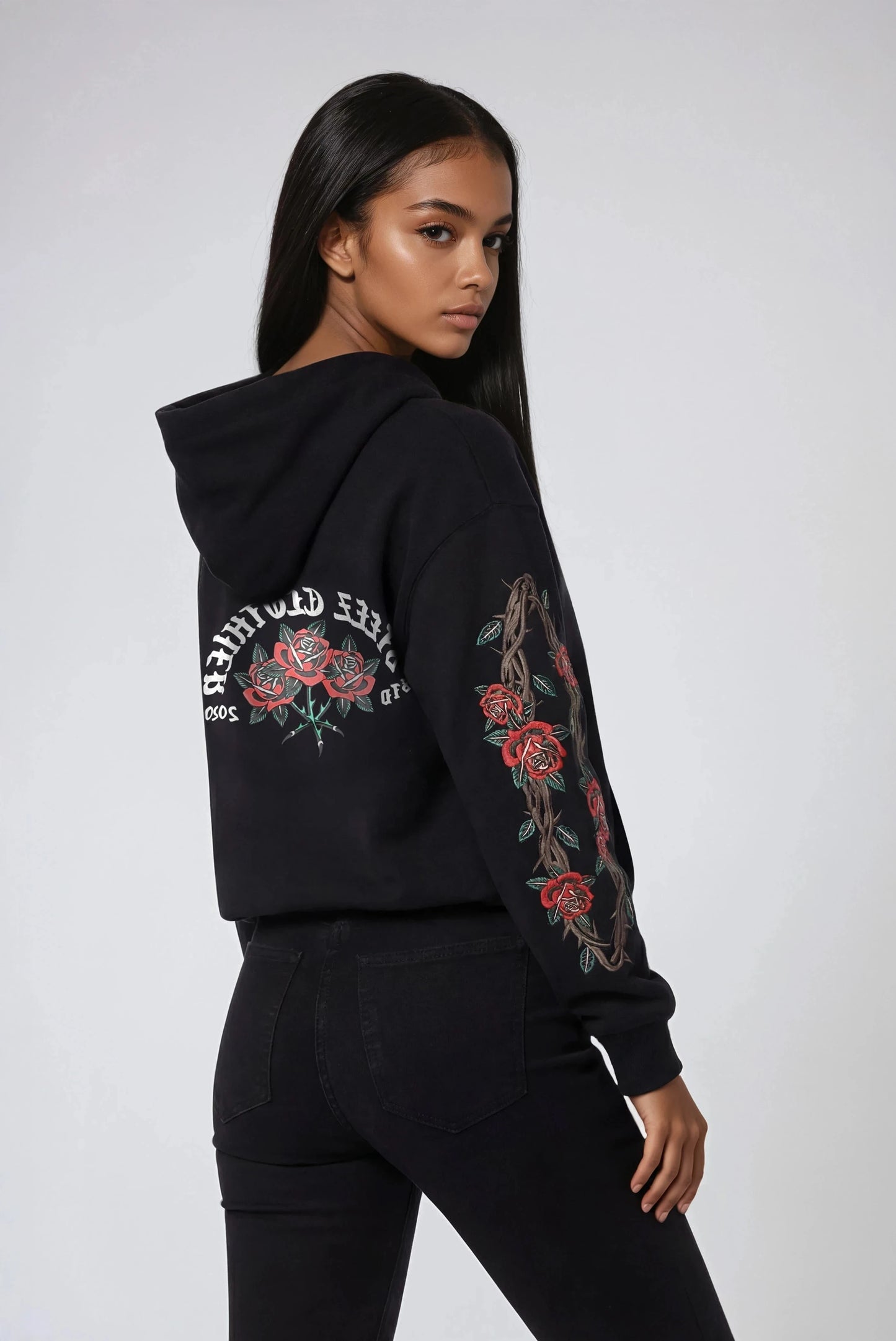 Steez Rose Puff Print Sweater